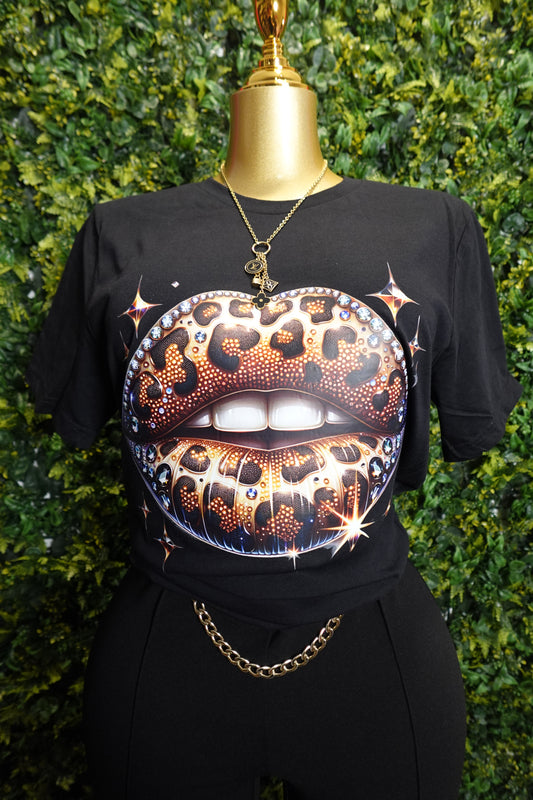 Cheetah Rhinestone Lips
